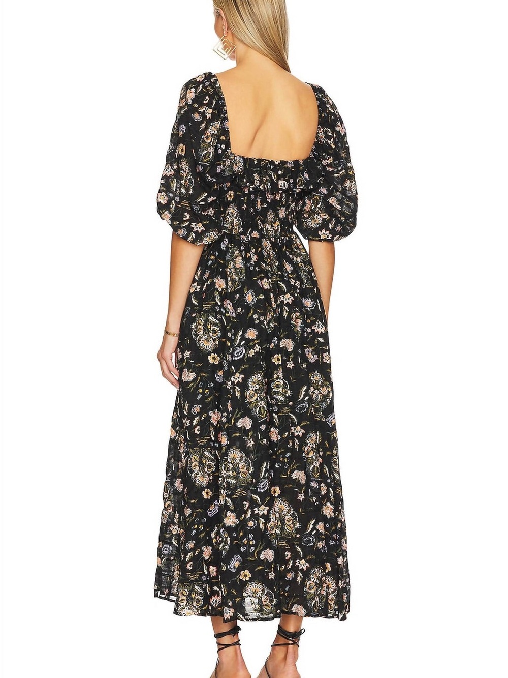 Free People Oasis Midi Dress in Black Floral Combo - Picture 4 of 8